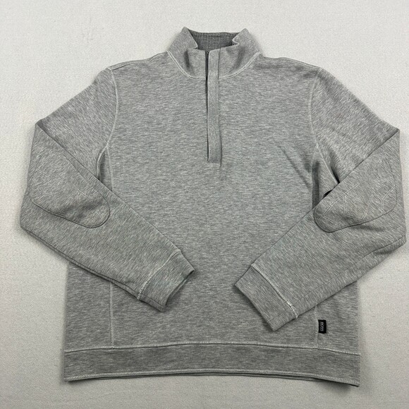 HUGO BOSS Other - BOSS Hugo Boss Sweater Men Large Gray 1/4 Zip Elbow Patch Cotton Pullover L